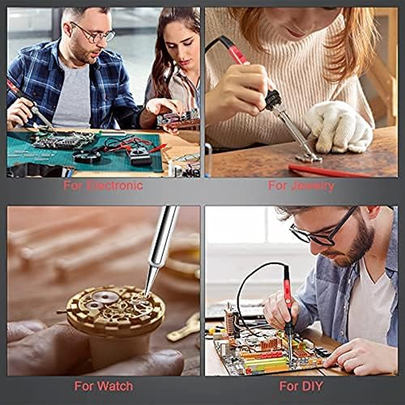 Soldering Kit, 60W Soldering Iron, 110V Welding Kit with Ceramic Heater, Portable Solder Iron Kit with 5Pcs Soldering Tips, Stand, Solder Tube, Sponge