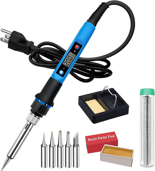 Soldering Iron Kit, 80W 110V Fast Heat up in 10S LCD Digital Adjustable Temperature Soldering Gun Thermostatic Soldering Kit for Electronic