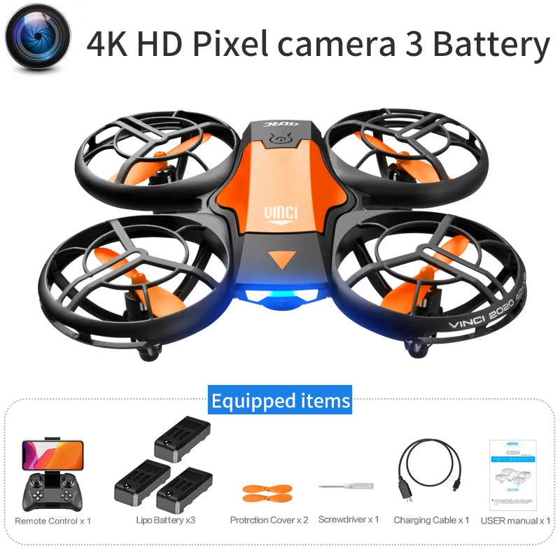 V8 Drone with 4K HD Camera 1080P Wifi FPV Real-Time Video Drones Height Keep RC Helicopter Gift Toy for Adult and Children