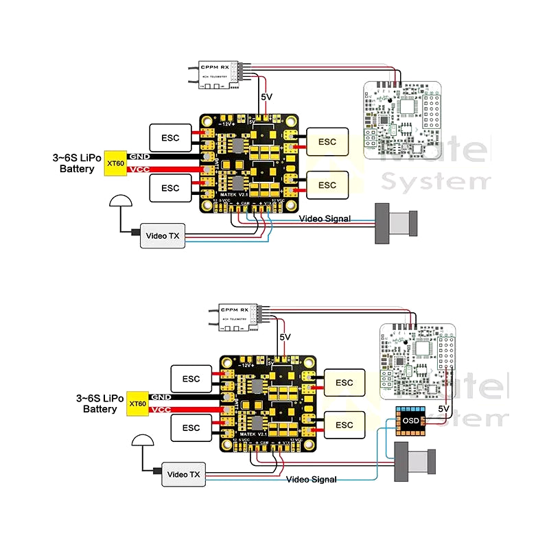 Matek Mini Power Hub Power Distribution Board PDB with BEC 5V & 12V for FPV QAV250 ZMR250 Multicopter Quadcopter