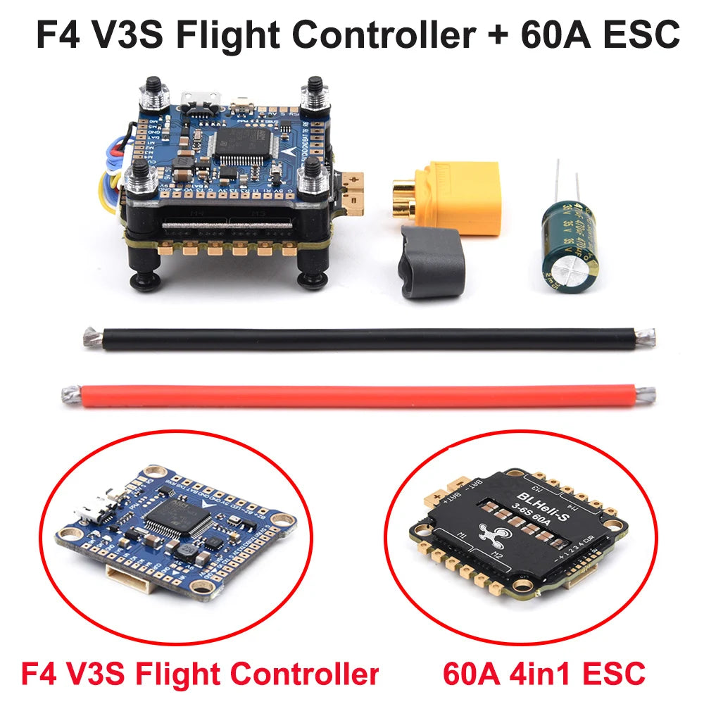 F405 F405HD / F7 F722 Flight Controller / F4 V3S plus FC + 60A 4In1 Blheli_S ESC Stacks 30.5*30.5Mm for RC FPV Racer Drone