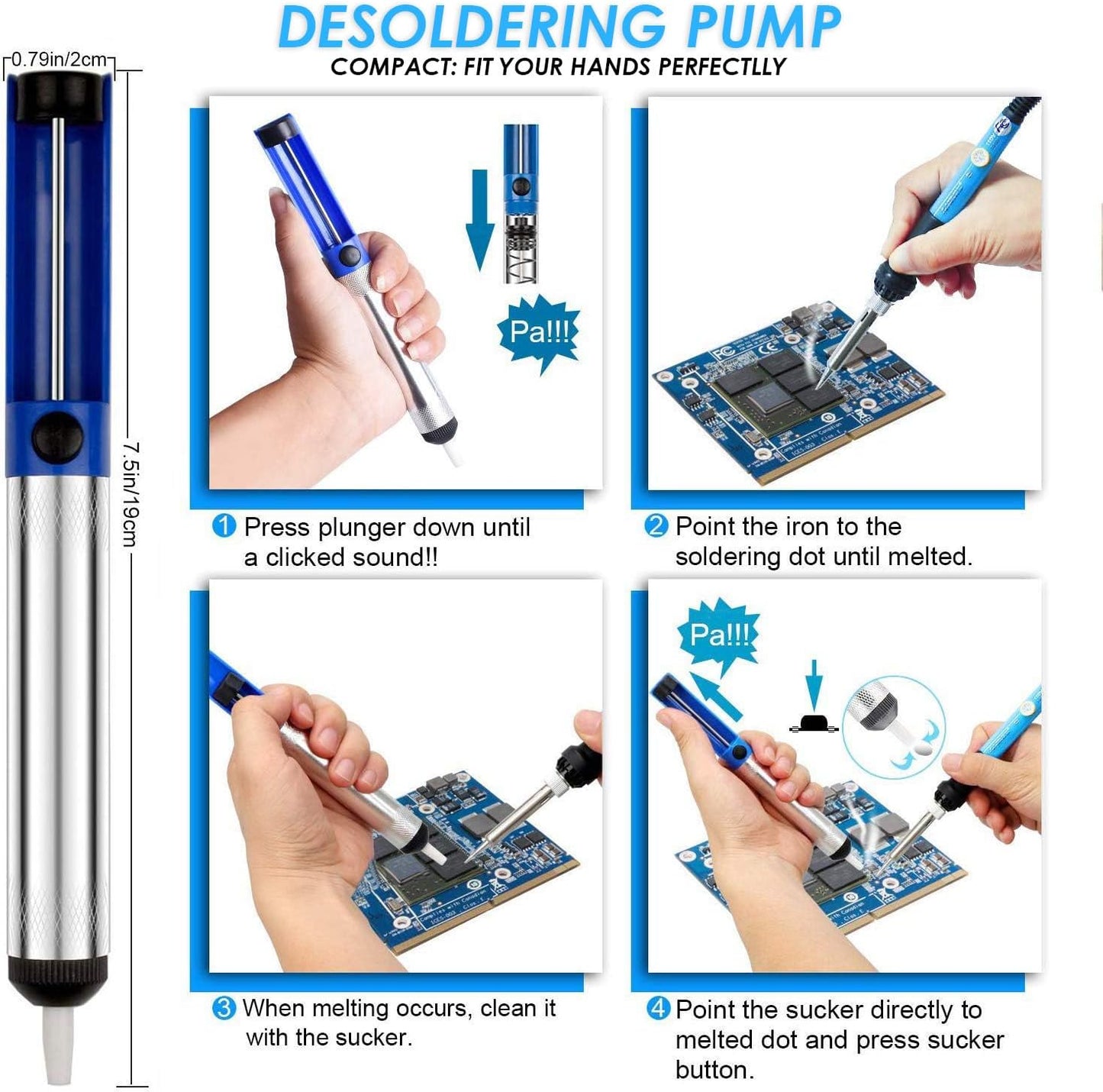 Soldering Iron Kit Electronics, 60W Adjustable Temperature Welding Tool, 5Pcs Soldering Tips, Desoldering Pump, Soldering Iron Stand, Tweezers