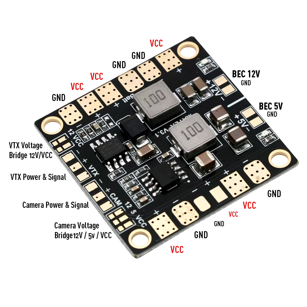 Matek Mini Power Hub Power Distribution Board PDB with BEC 5V & 12V for FPV QAV250 ZMR250 Multicopter Quadcopter