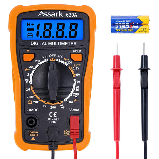 Digital Multimeter Voltage Tester,  2000 Counts Multimeter Measure AC DC Voltage DC Current, Meter Tester Test Volt Ohm Amp Diode Continuity,Resistance,Backlit LCD Display,Data Hold Function