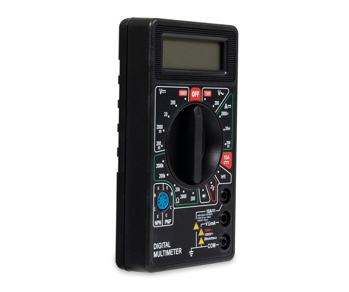 BAMMD1 Six Function Digital Multimeter Tester. Can Test DC Voltage, AC Voltage, DC Current, Resistance, Transistor, and Diode Tests