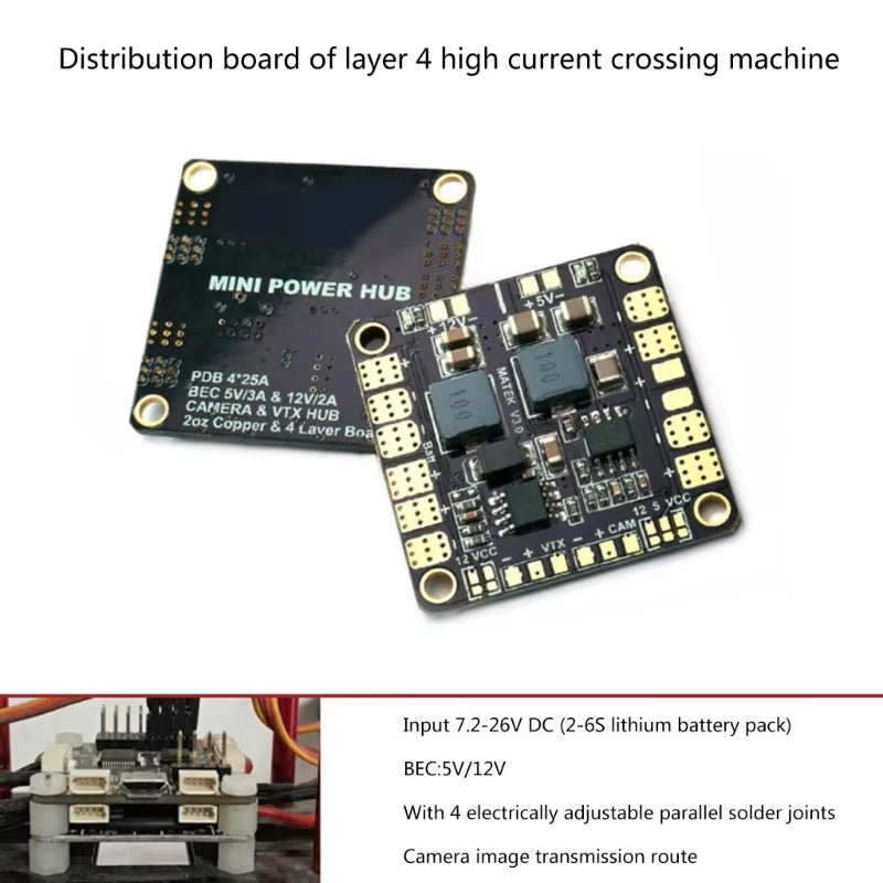 Matek Mini Power Hub PDB Power Distribution Board PDB with BEC 5V/12V for FPV Drone Quadcopter QAV250 ZMR250