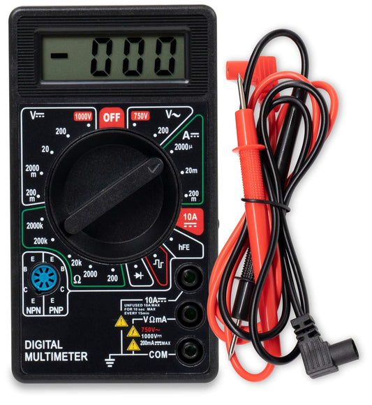 BAMMD1 Six Function Digital Multimeter Tester. Can Test DC Voltage, AC Voltage, DC Current, Resistance, Transistor, and Diode Tests