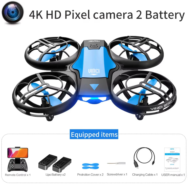 V8 Drone with 4K HD Camera 1080P Wifi FPV Real-Time Video Drones Height Keep RC Helicopter Gift Toy for Adult and Children