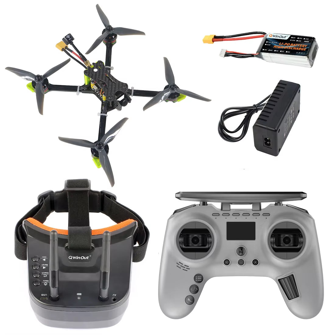 DIY RTF X220 5Inch Racing FPV Drone with 220Mm Frame 2205 2300KV Motor 2-4S ESC Flight Control 1200TVL Camera Fs-I6 Transmitter