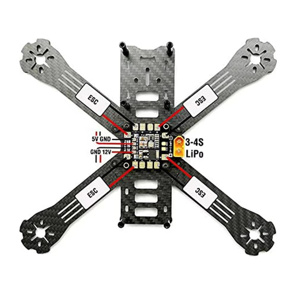 PDB-XT60 W/ BEC 5V&12V Power Distribution Board 3-4S/3-6S for RC FPV Racing Freestyle 4S/6S Drones Multicopter Airplane