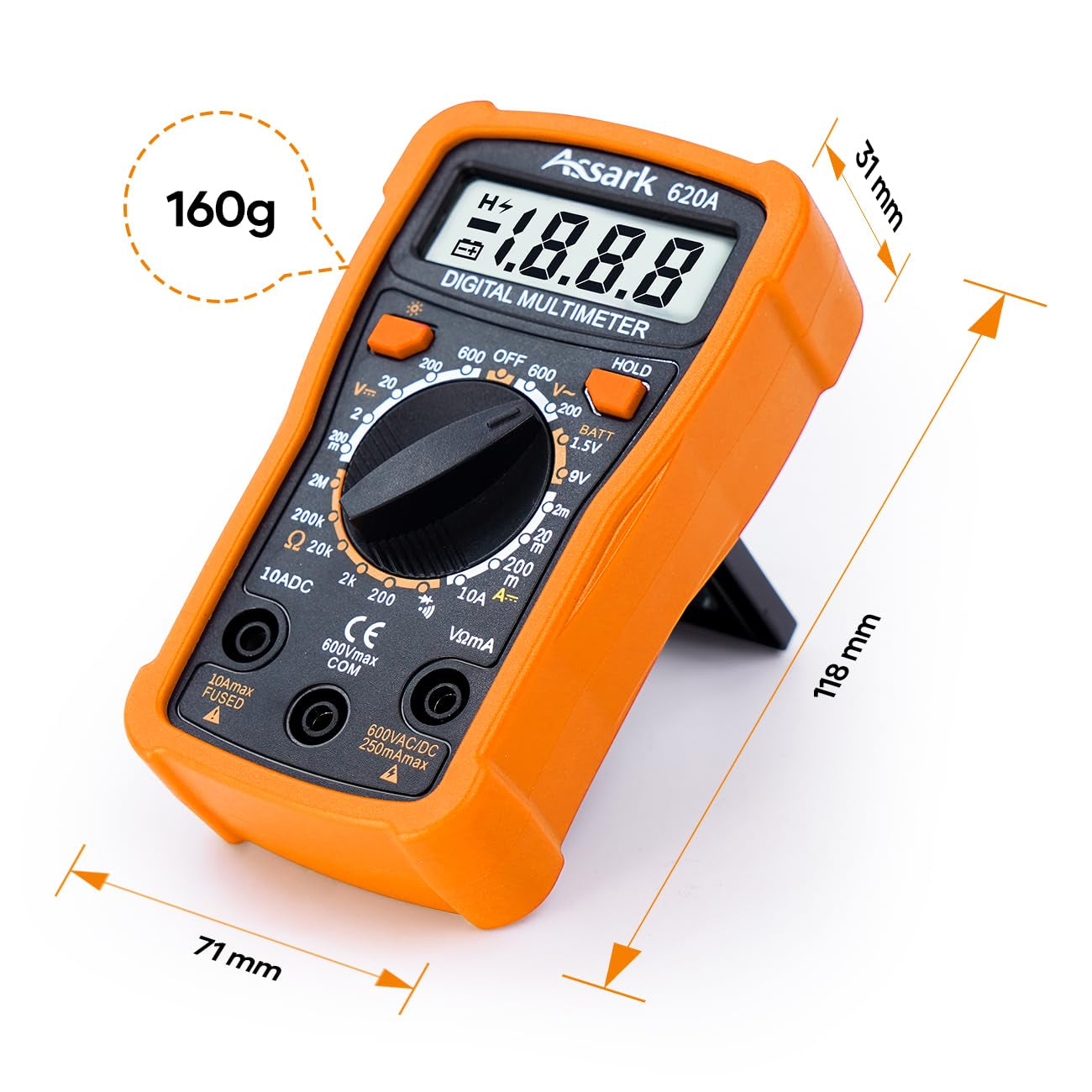 Digital Multimeter Voltage Tester,  2000 Counts Multimeter Measure AC DC Voltage DC Current, Meter Tester Test Volt Ohm Amp Diode Continuity,Resistance,Backlit LCD Display,Data Hold Function