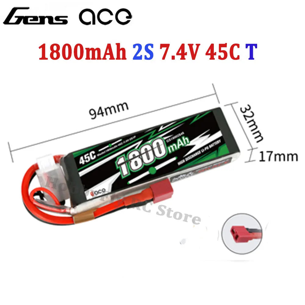 Gens ACE Lipo Battery 1800/2000/2200/2400/2700Mah 2S 3S 4S 6S 7.4V 11.1V 14.8V 22.2V 20C 30C 45C with T/XT60 Plug for FPV Drone