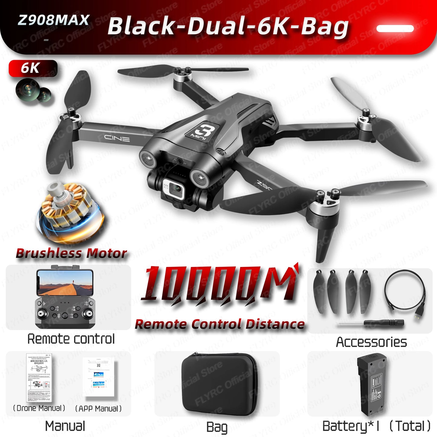 New Z908Max Dual8K GPS 10KM Drone Professional WIFI FPV Obstacle Avoidance Brushless Four-Axis Folding Rc Quadcopter Apron Sell