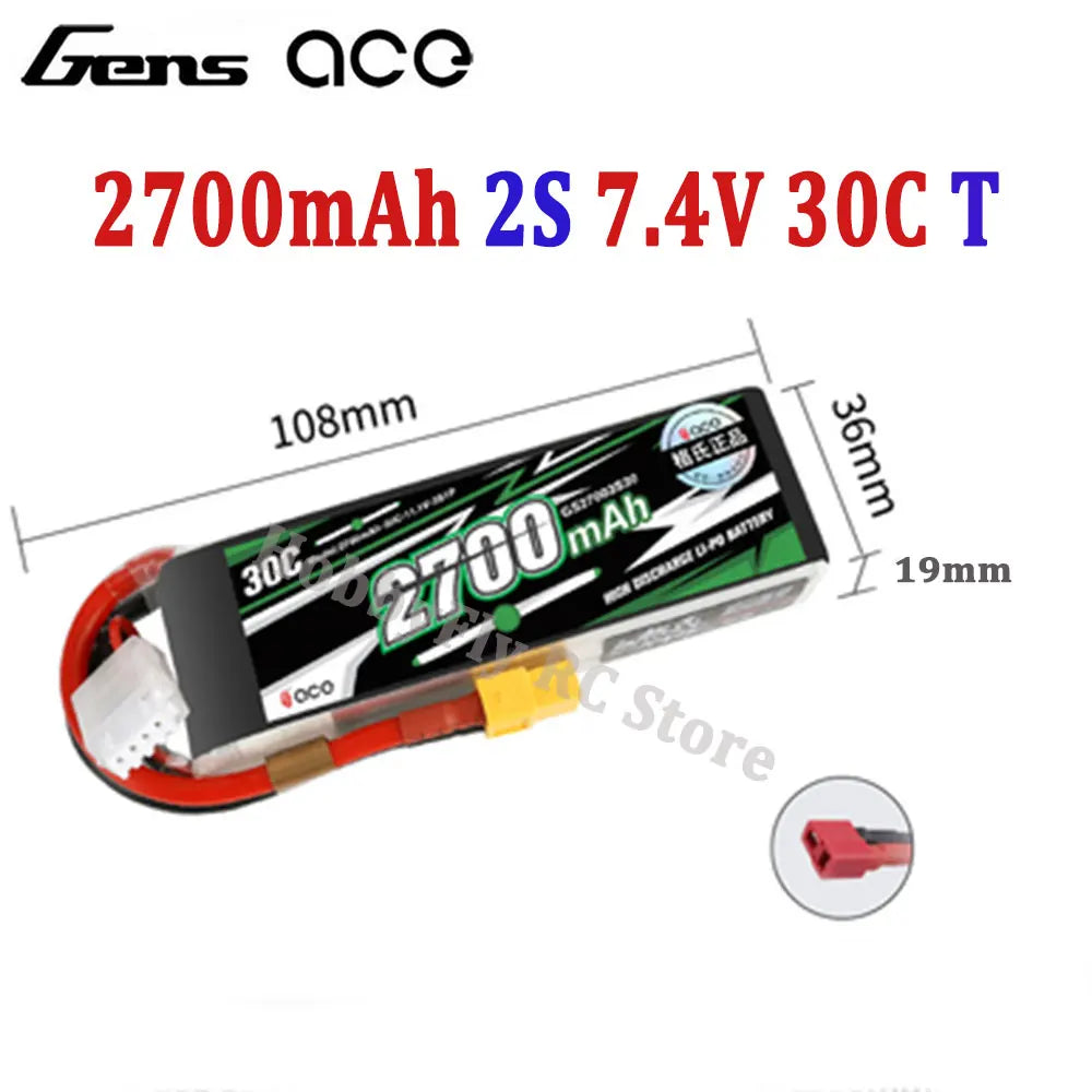 Gens ACE Lipo Battery 1800/2000/2200/2400/2700Mah 2S 3S 4S 6S 7.4V 11.1V 14.8V 22.2V 20C 30C 45C with T/XT60 Plug for FPV Drone