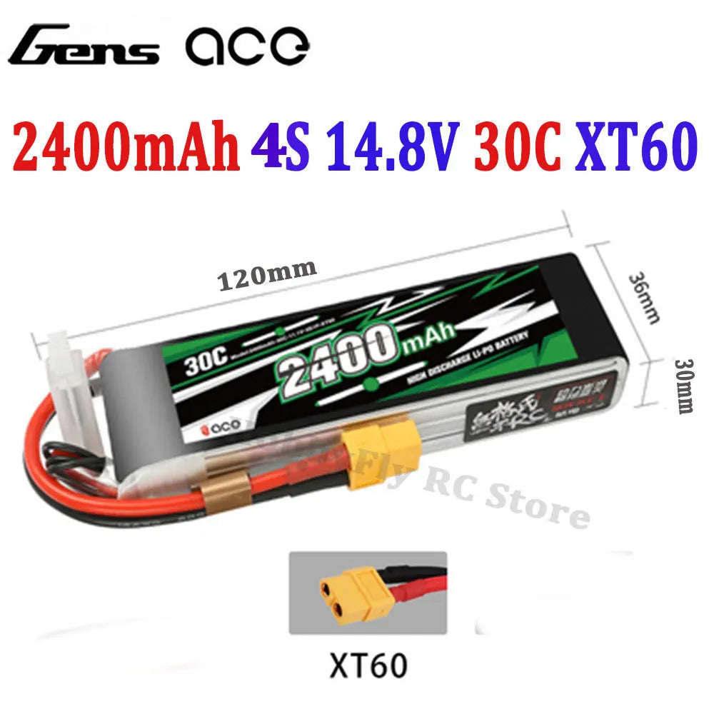 Gens ACE Lipo Battery 1800/2000/2200/2400/2700Mah 2S 3S 4S 6S 7.4V 11.1V 14.8V 22.2V 20C 30C 45C with T/XT60 Plug for FPV Drone