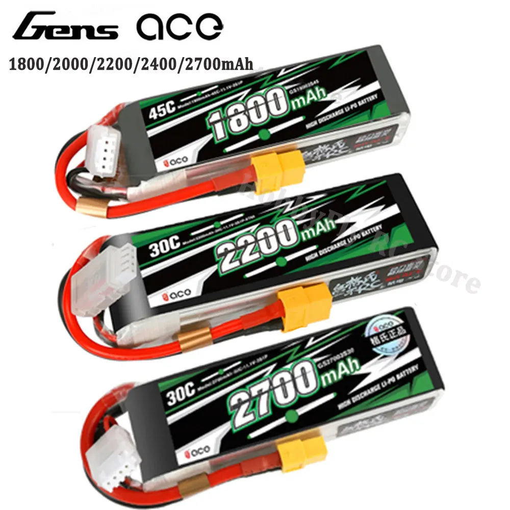 Gens ACE Lipo Battery 1800/2000/2200/2400/2700Mah 2S 3S 4S 6S 7.4V 11.1V 14.8V 22.2V 20C 30C 45C with T/XT60 Plug for FPV Drone