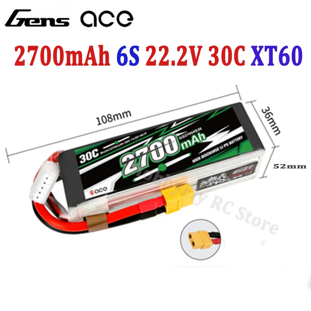 Gens ACE Lipo Battery 1800/2000/2200/2400/2700Mah 2S 3S 4S 6S 7.4V 11.1V 14.8V 22.2V 20C 30C 45C with T/XT60 Plug for FPV Drone