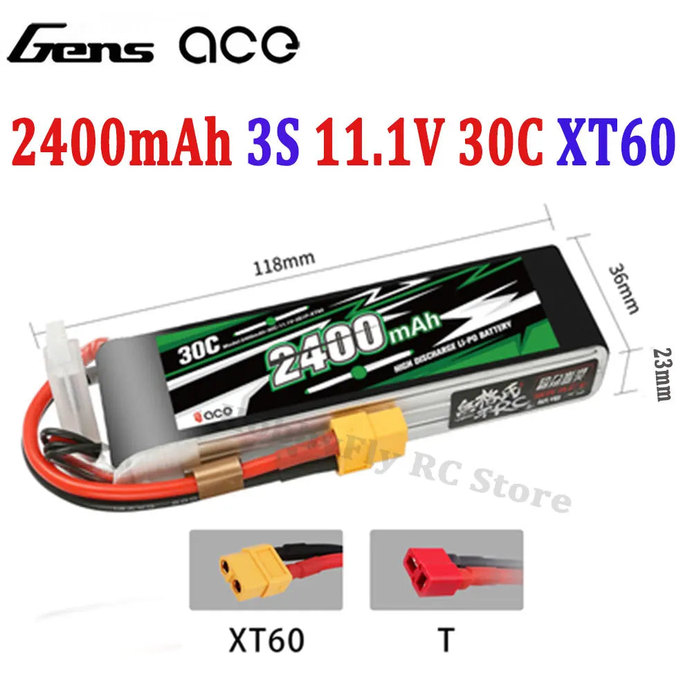 Gens ACE Lipo Battery 1800/2000/2200/2400/2700Mah 2S 3S 4S 6S 7.4V 11.1V 14.8V 22.2V 20C 30C 45C with T/XT60 Plug for FPV Drone