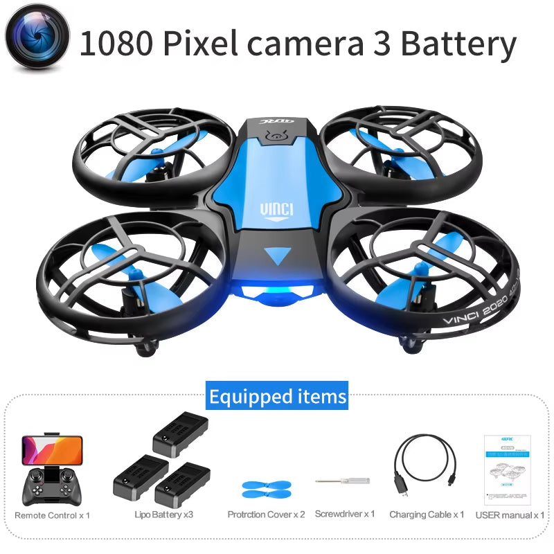 V8 Drone with 4K HD Camera 1080P Wifi FPV Real-Time Video Drones Height Keep RC Helicopter Gift Toy for Adult and Children