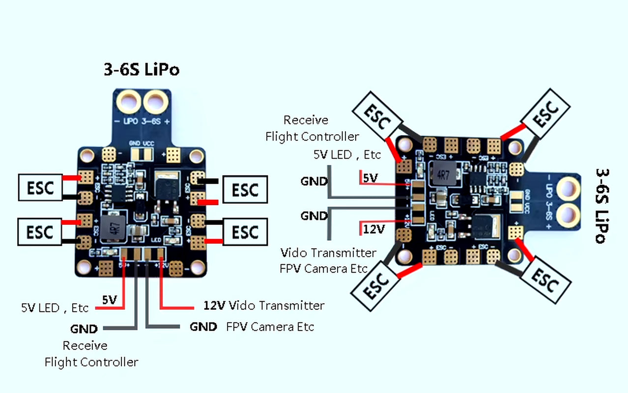 30.5*30.5Mm 3-6S Power Hub PDB XT60 Power Distribution Board PDB-XT60 with BEC 5V/12V for FPV Drone Quadcopter QAV210 250