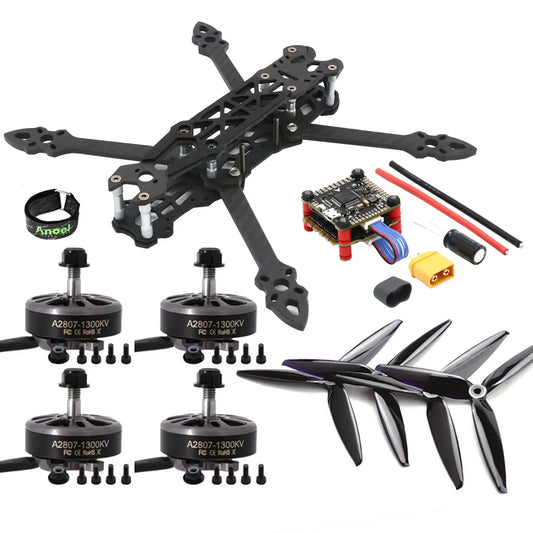 Mark4 7 Inch 295Mm Drone Kit & A2807 KV1300 6S Brushless Motor & F4V3S Plug Flight Control & 60A 4-In-1 ESC Stack for FPV 7" Dro