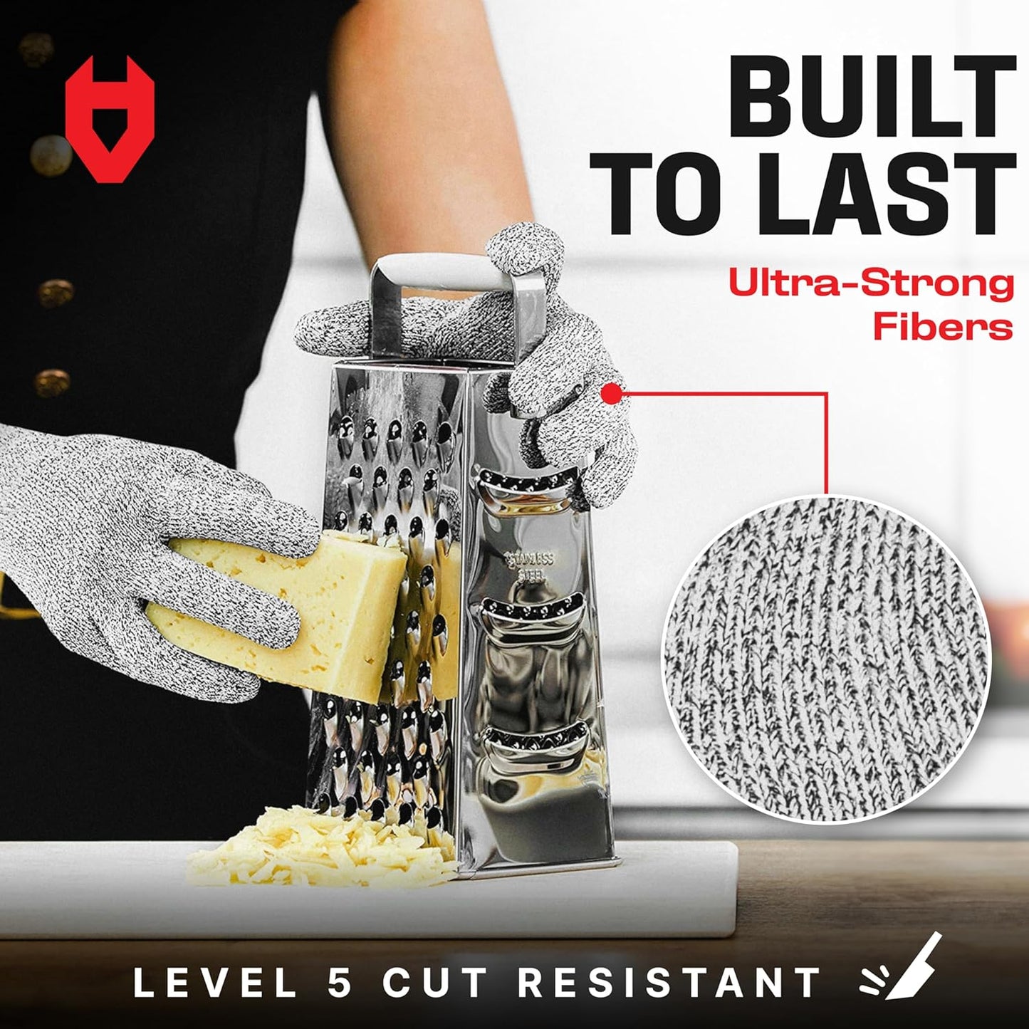 Premium Cut Resistant Gloves Food Grade — Level 5 Protection; Ambidextrous; Machine Washable; Superior Comfort and Dexterity; Lightweight Protective Gloves; Complimentary Ebook