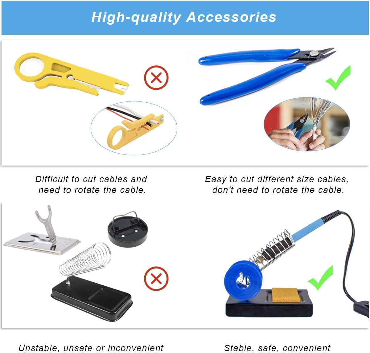 Soldering Iron Kit, Adjustable Temperature 13-In-1 60W Soldering Tool, Solder Kit Electronics with On/Off Switch, 5 Soldering Tips, Solder Sucker, Stand, Tweezers, Solder Wire, Wire Cutter, Carry Bag