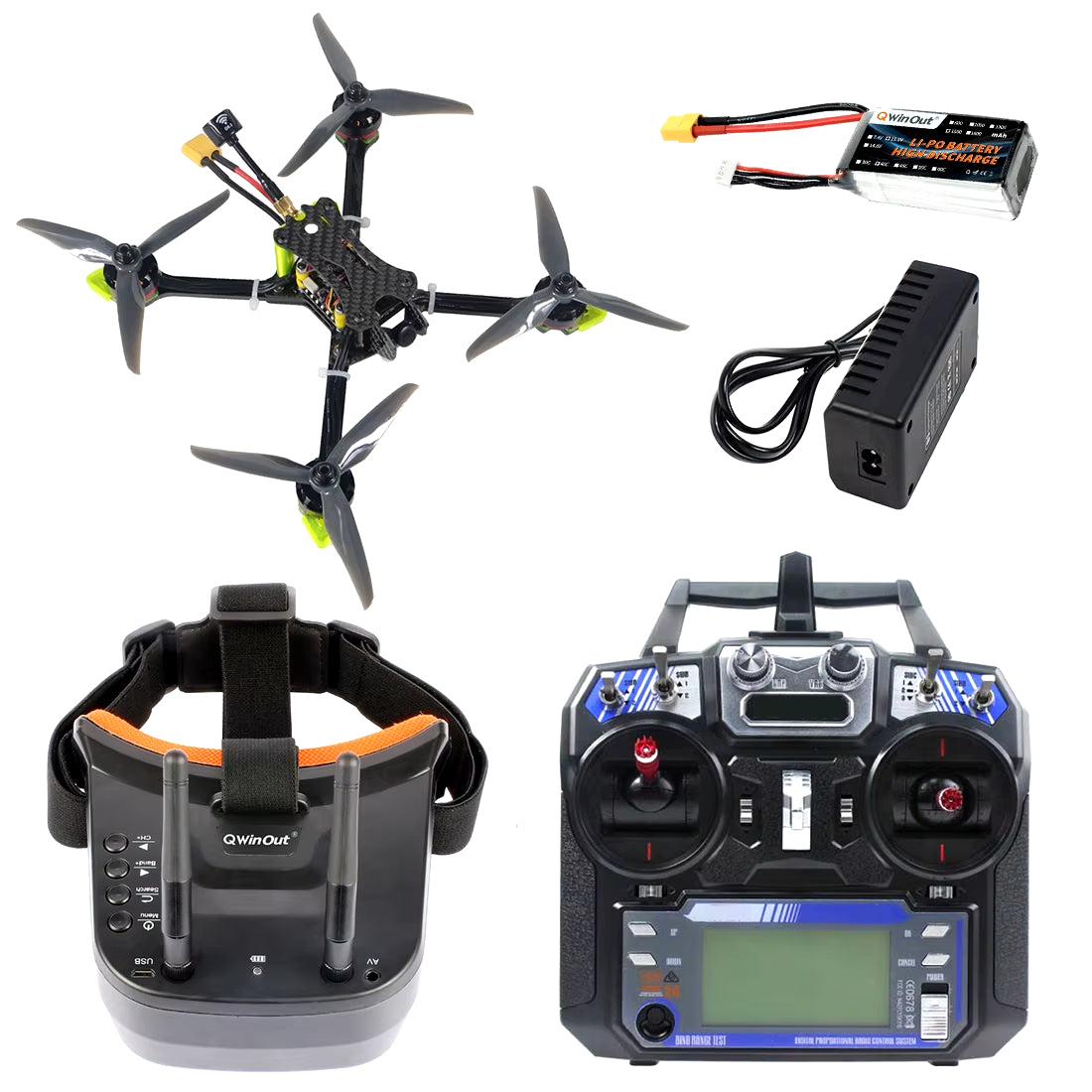 DIY RTF X220 5Inch Racing FPV Drone with 220Mm Frame 2205 2300KV Motor 2-4S ESC Flight Control 1200TVL Camera Fs-I6 Transmitter